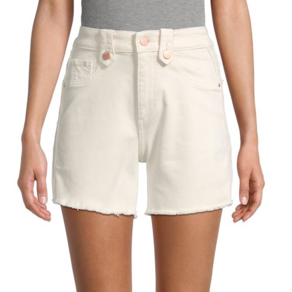 DL1961 Denim Ram Hem Shorts cream w copper buttons